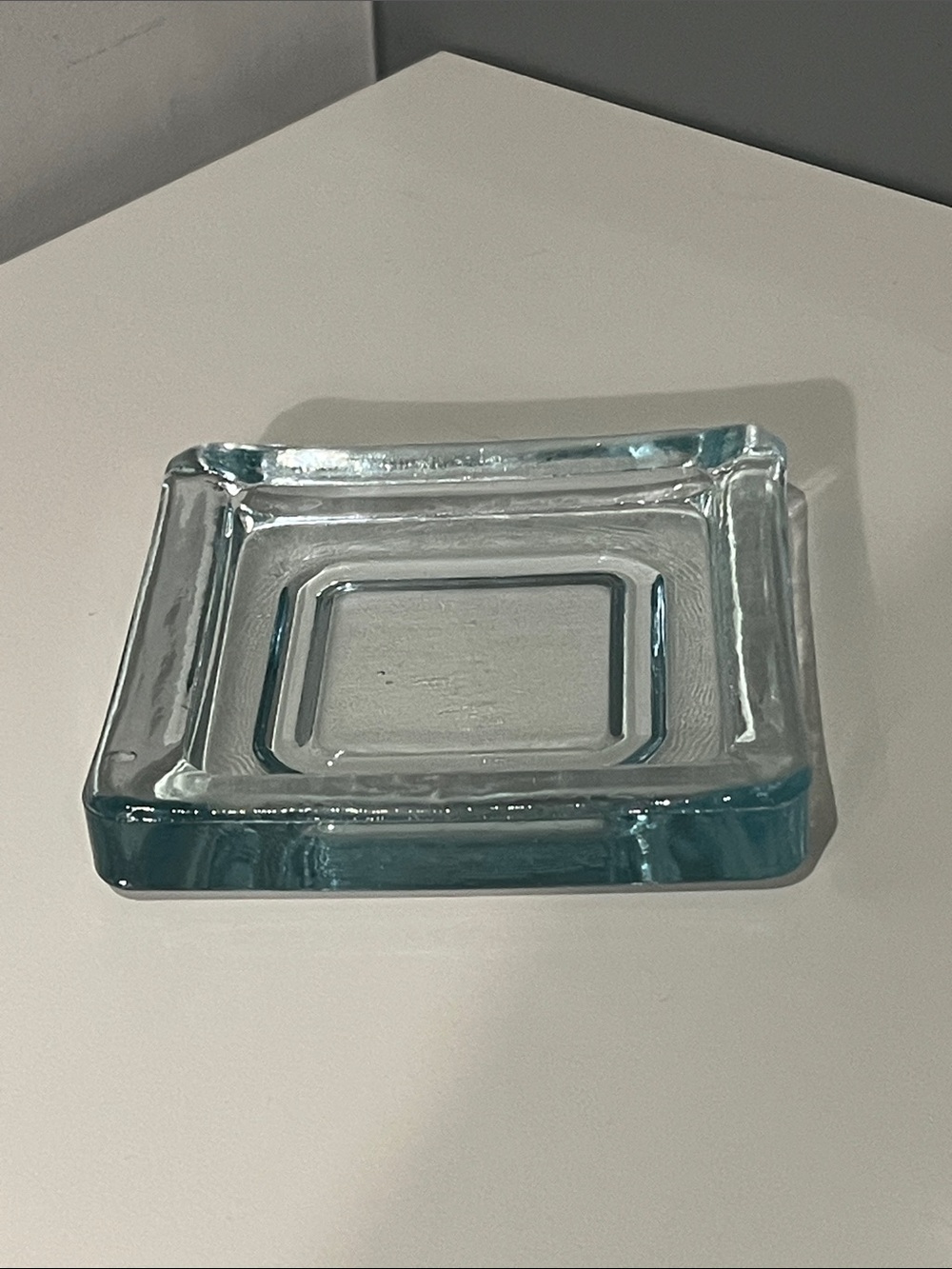 Clear Aqua Glass candle Holder - Home Bath